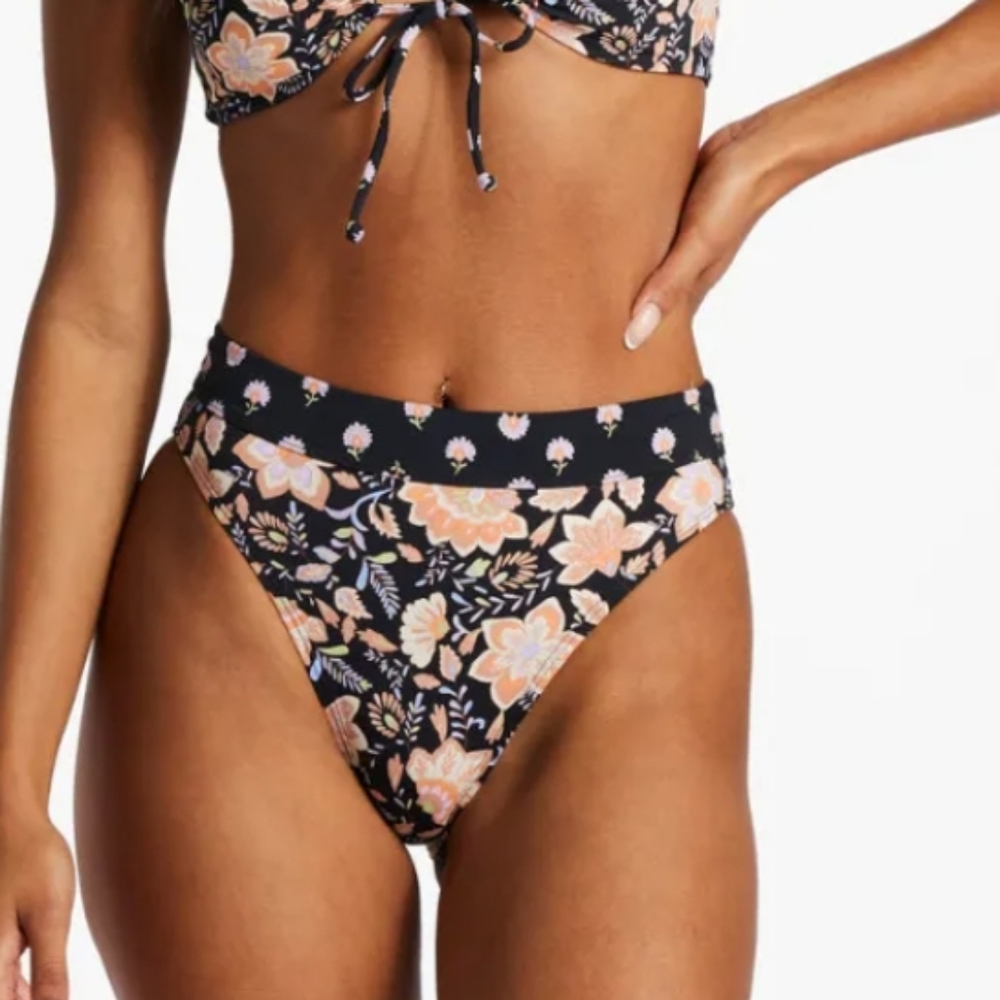 Billabong Hide Away Hippie Maui Rider Bikini Swimsuit Bottoms - Black Pebble